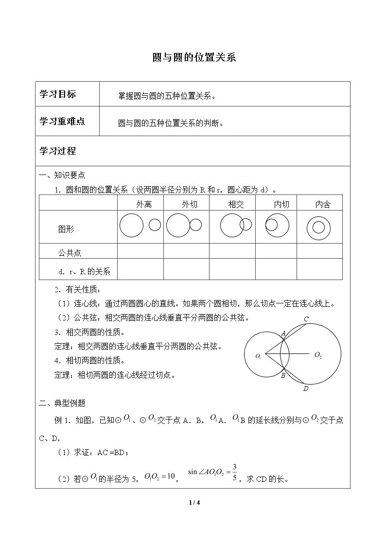 圆与圆的位置关系_学案1