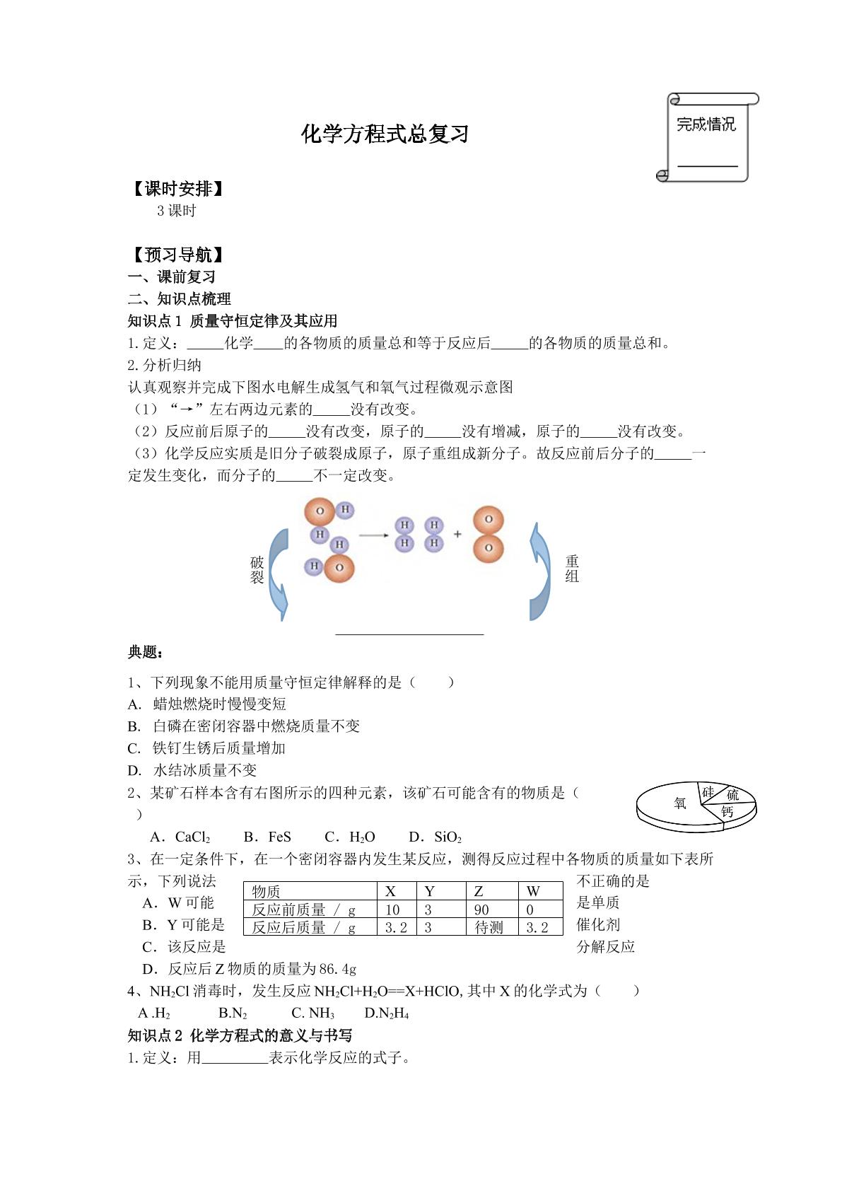 化学方程式总复习_学案1