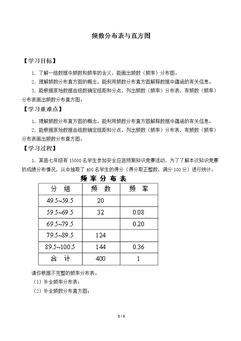 频数分布表与直方图_学案2