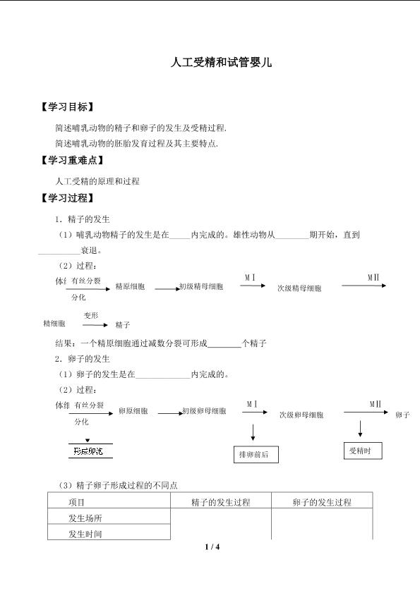人工受精和试管婴儿_学案1