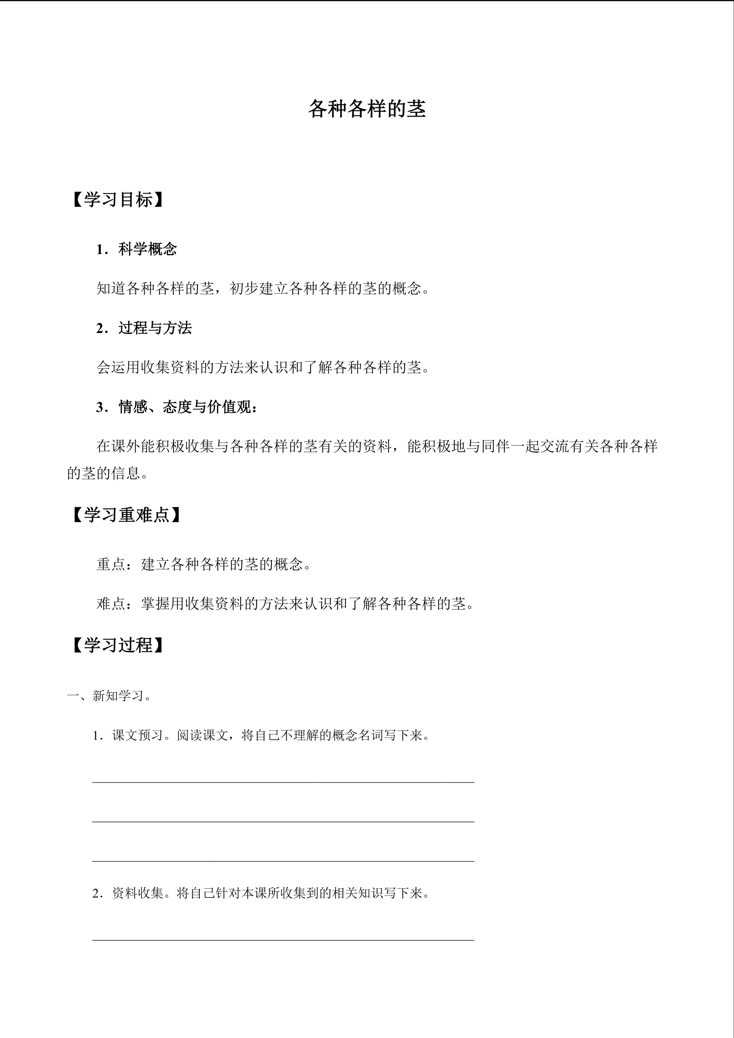 各种各样的茎