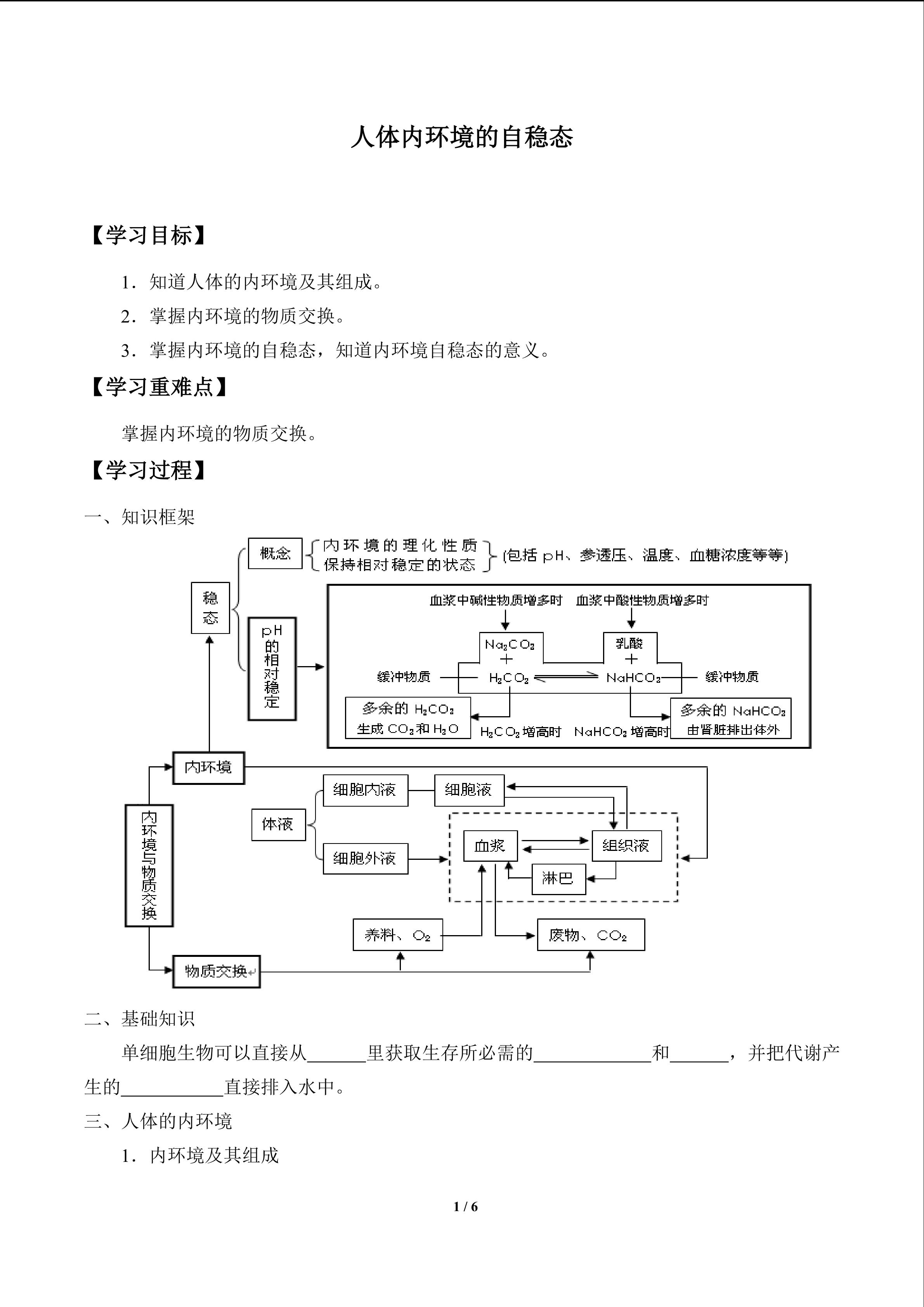 人体内环境的自稳态_学案1