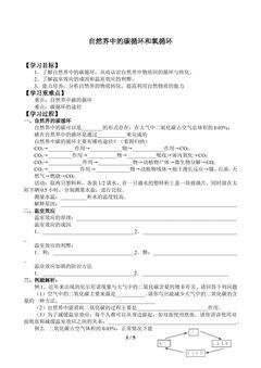 自然界中的碳循环和氧循环_学案1