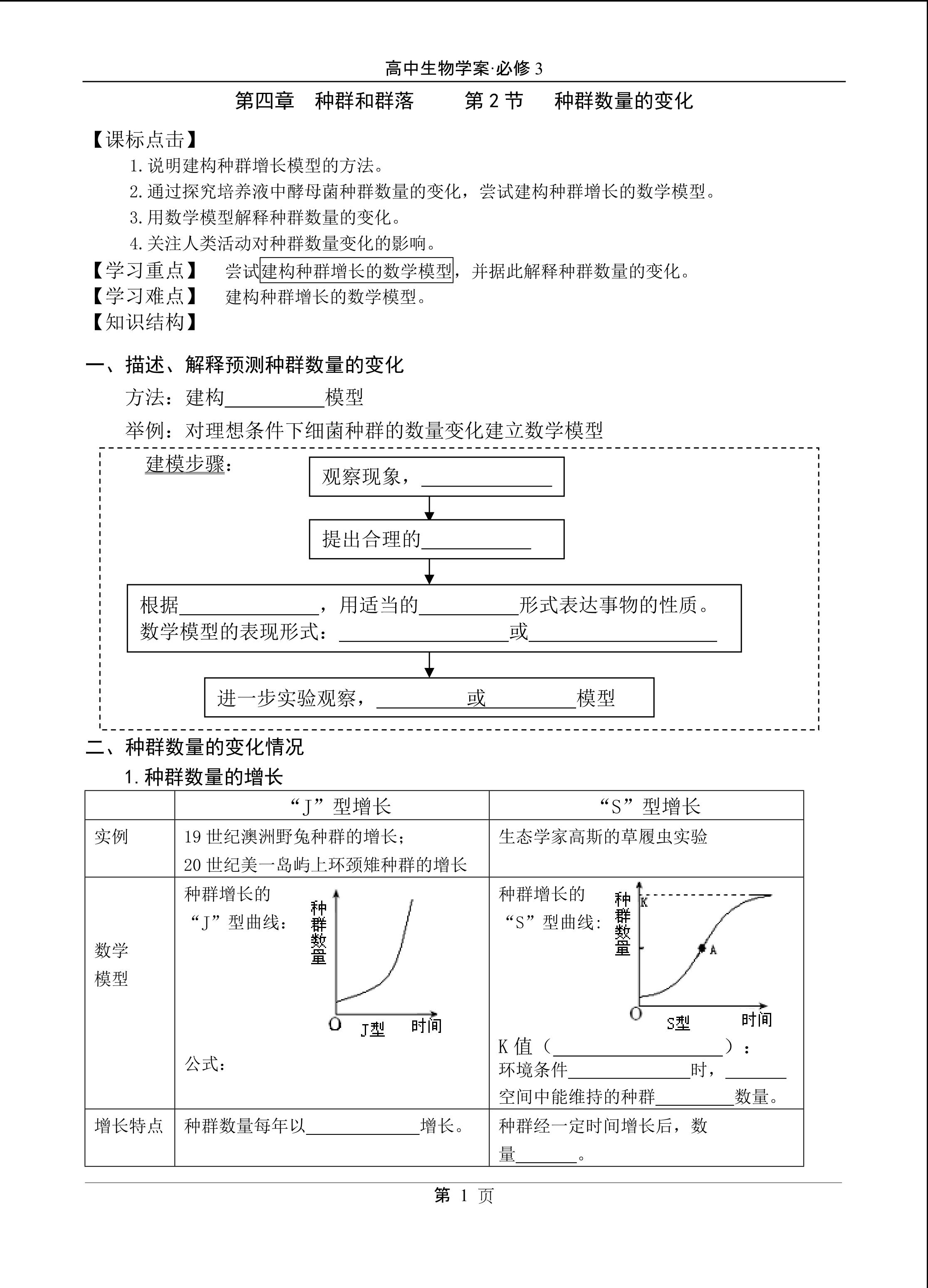 生物高中必修3第四章第二节学案