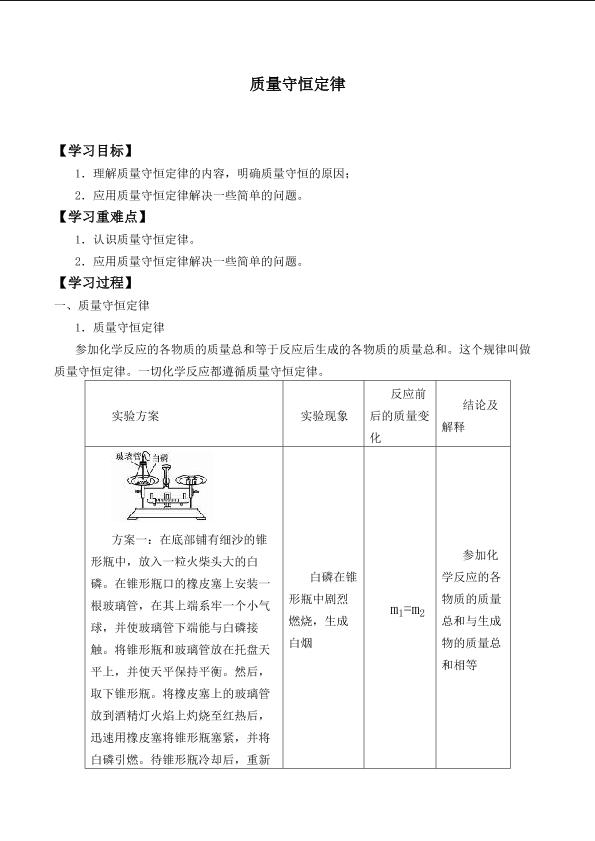 质量守恒定律_学案5