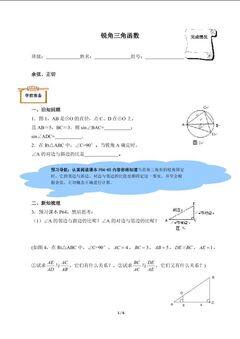 锐角三角函数(含答案) 精品资源_学案1