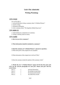 Writing Workshop—A Summary (1)
