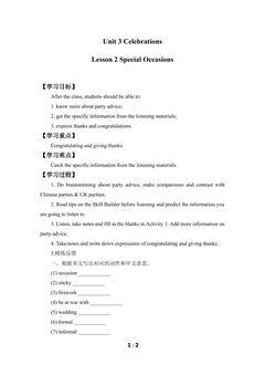 Lesson 2 Special Occasions