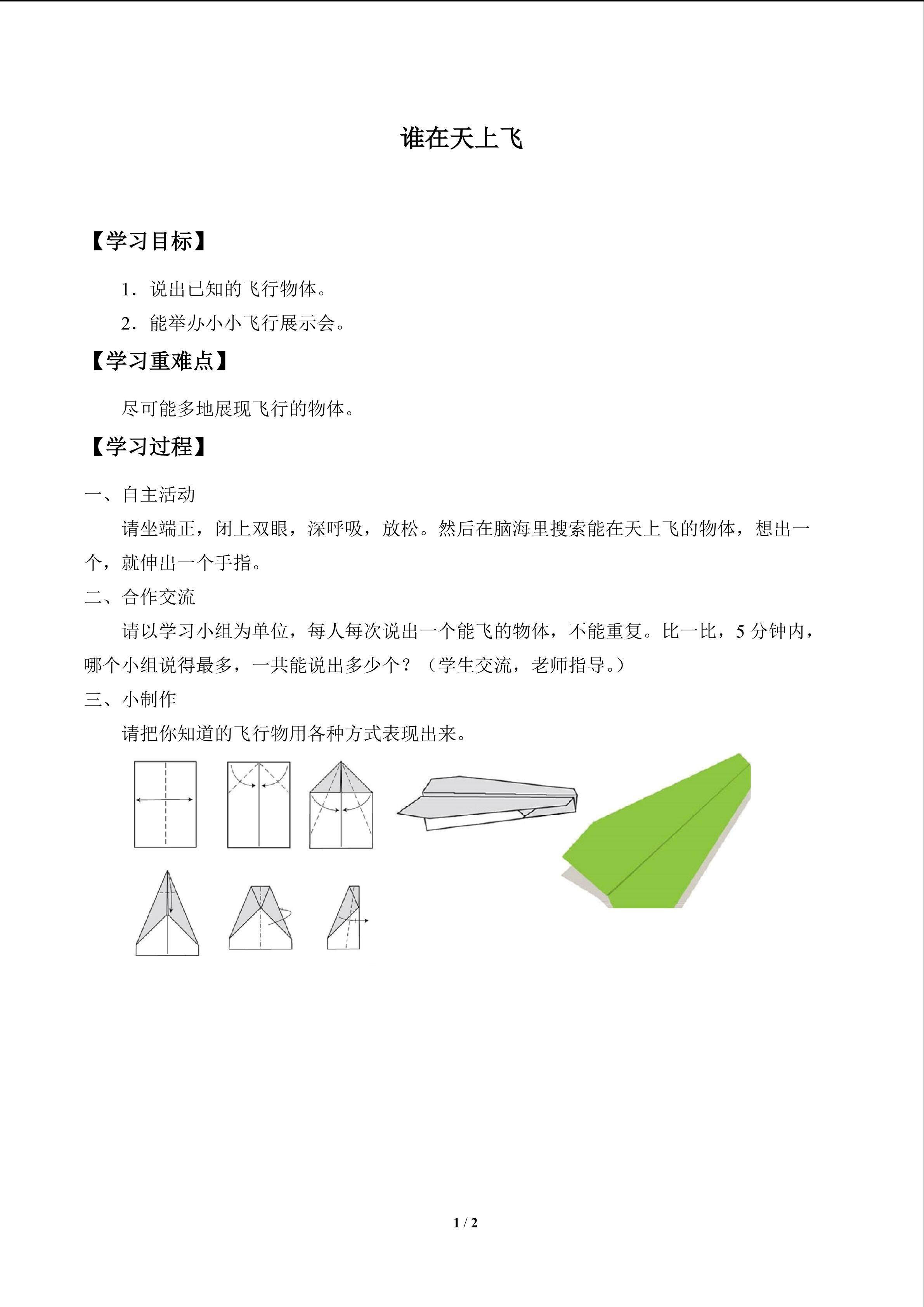 谁在天上飞_学案1