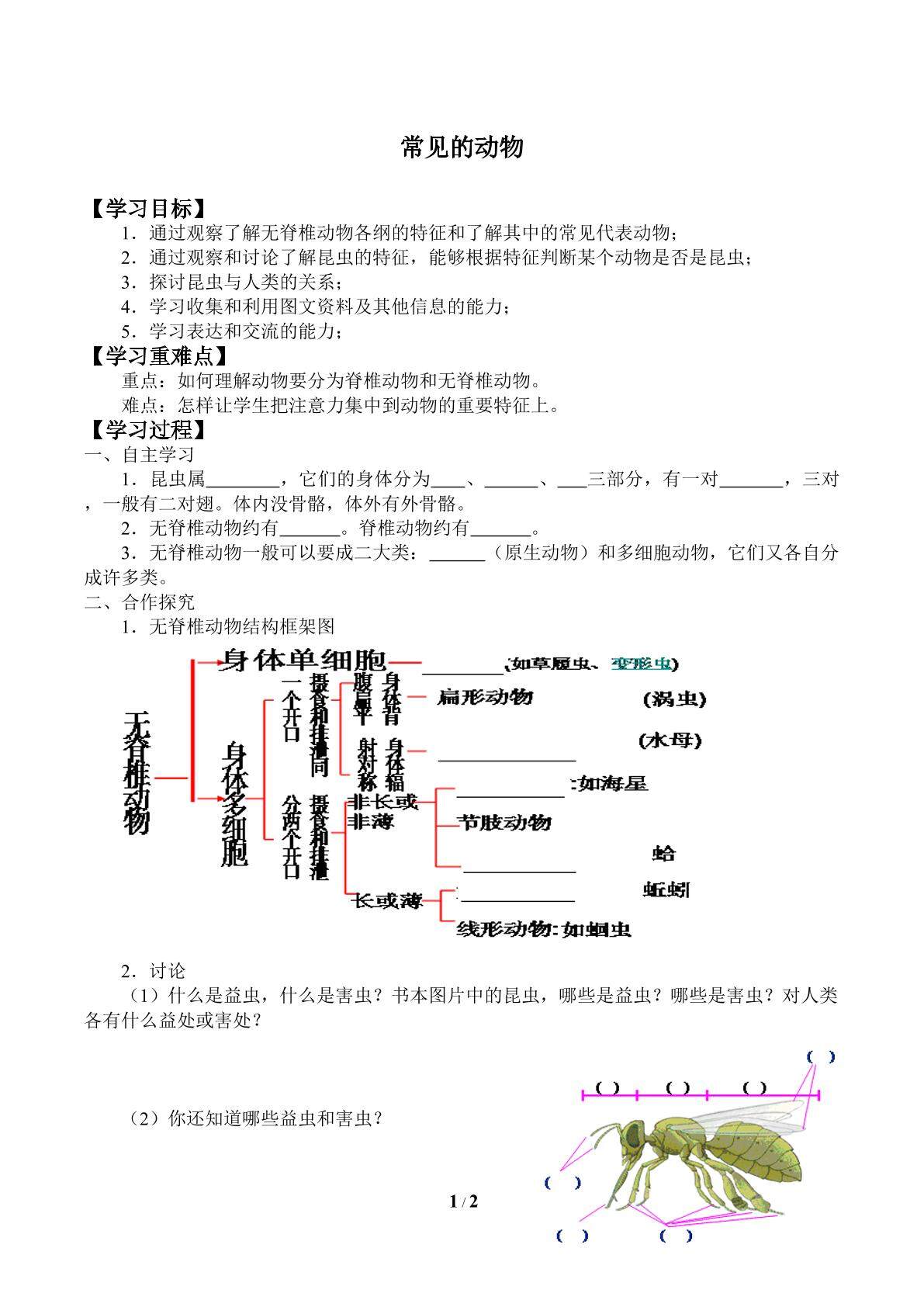 常见的动物_学案2