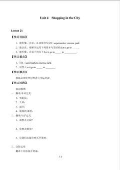 Unit 4  Shopping in the City_学案3