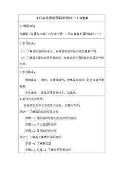 日益重要的国际组织(一)