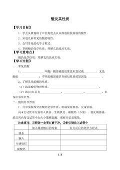 酸及其性质_学案1