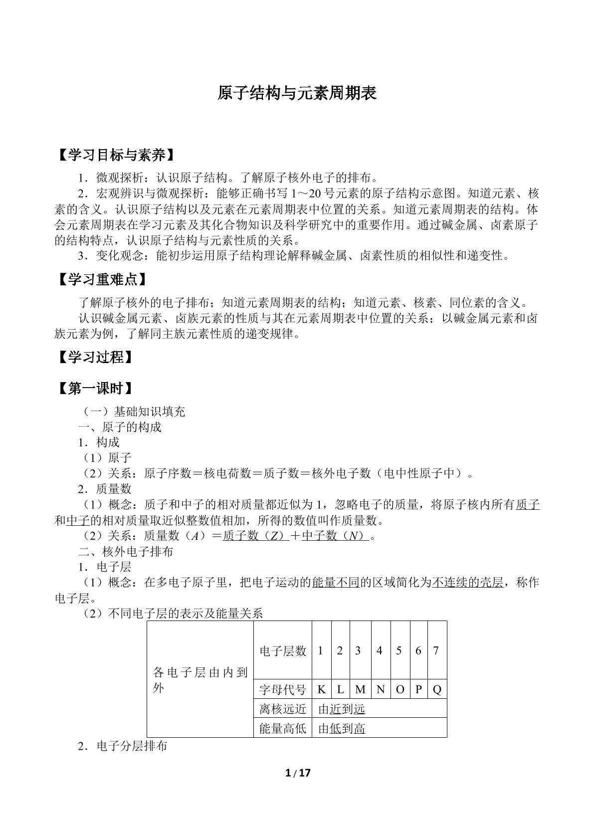 原子结构与元素周期表