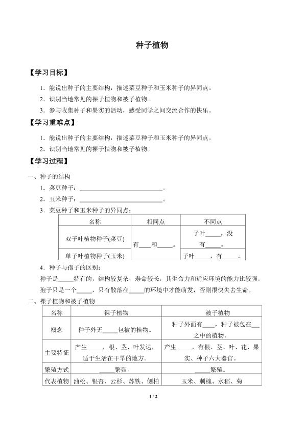 种子植物_学案1