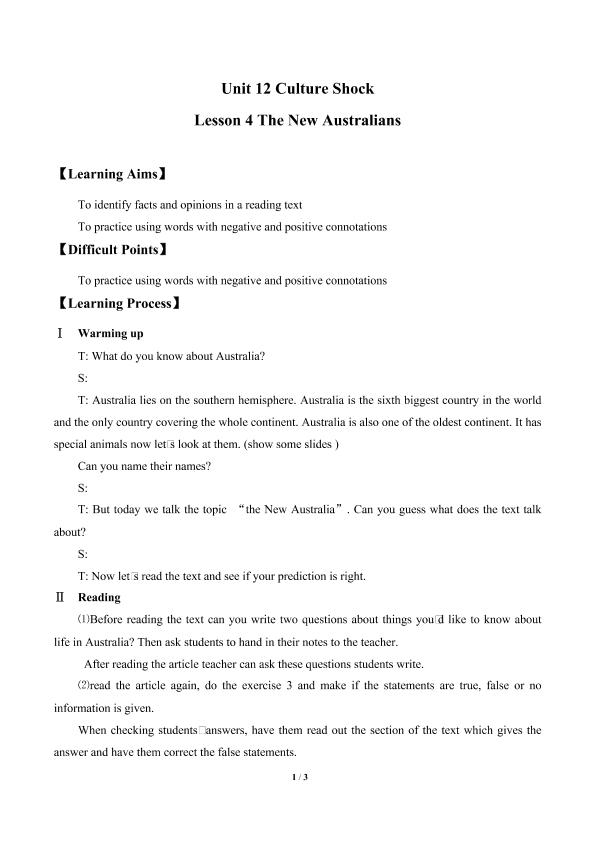 Lesson 4 The New Australians_学案1