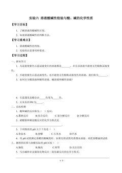 学案-实验六 溶液酸碱性检验与酸、碱的化学性质