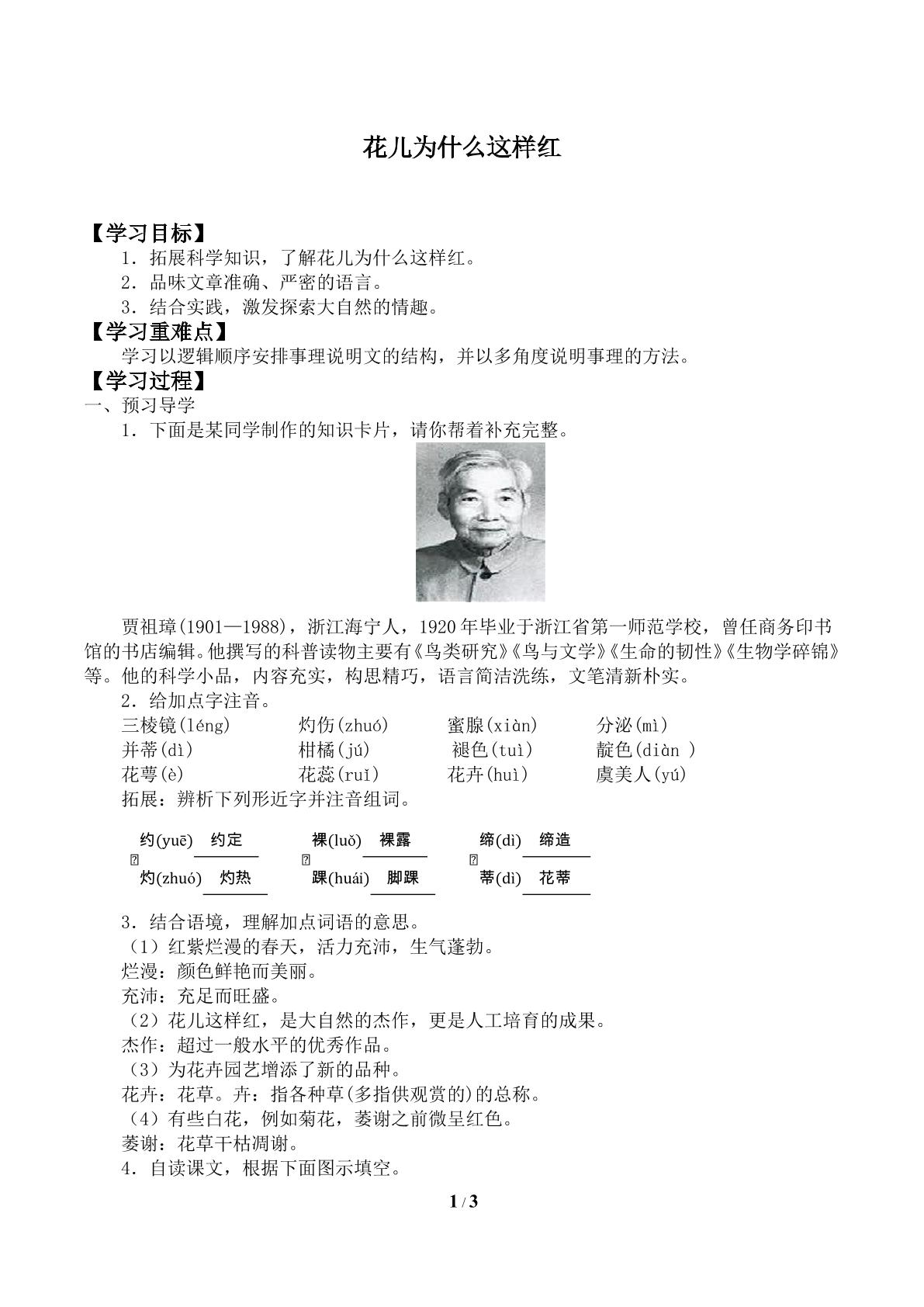 花儿为什么这样红_学案1