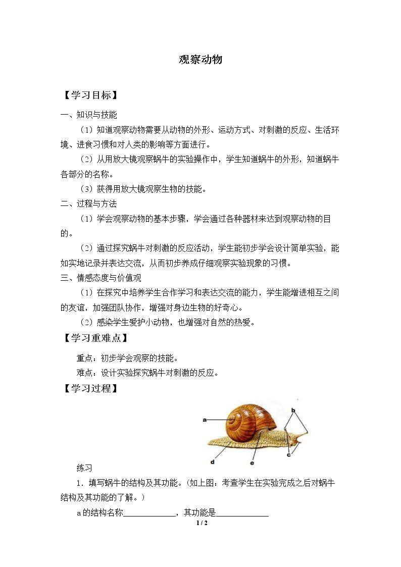 观察动物_学案1