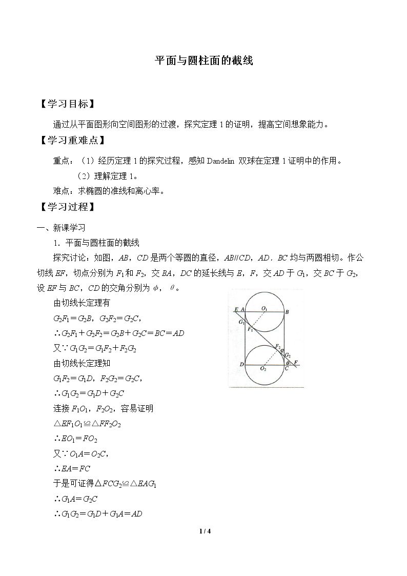 平面与圆柱面的截线