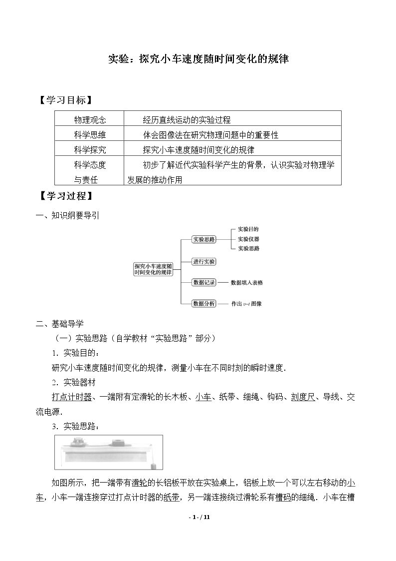 实验：探究小车速度随时间变化的规律