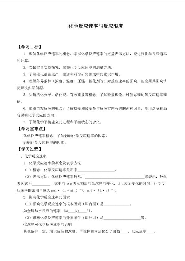 化学反应速率与反应限度_学案4