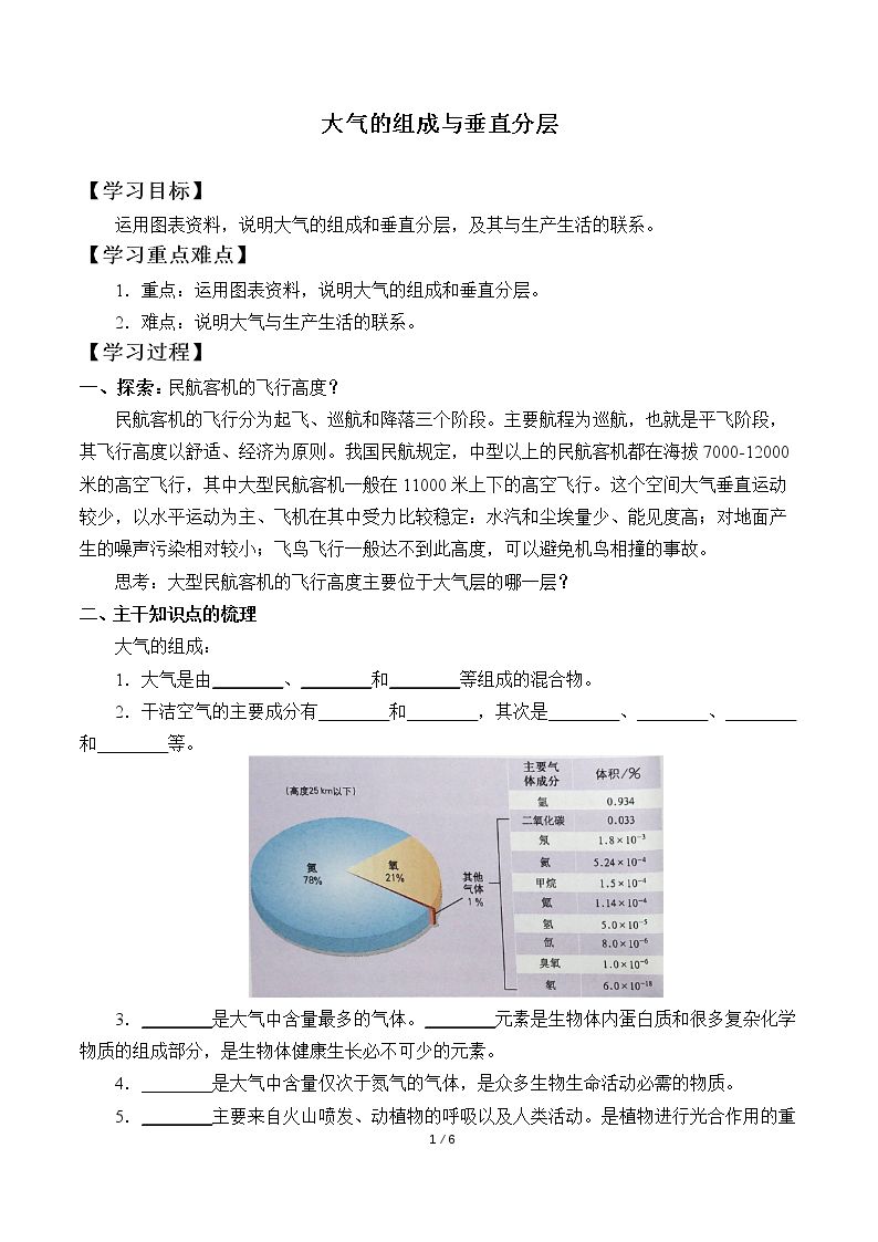 大气的组成与垂直分层