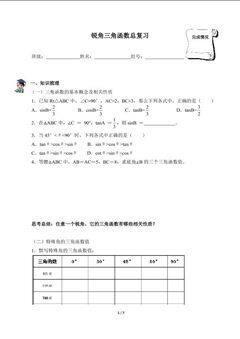 锐角三角函数总复习(含答案) 精品资源_学案1