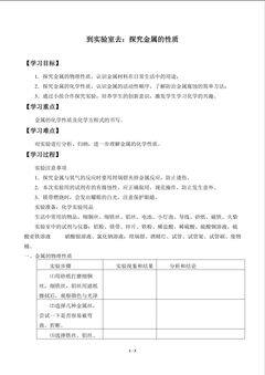到实验室去:探究金属的性质_学案1