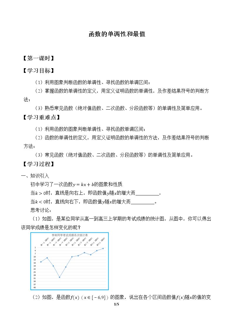 函数的单调性和最值