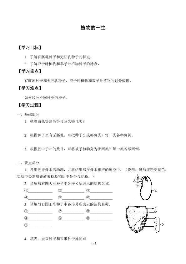 植物的一生_学案1