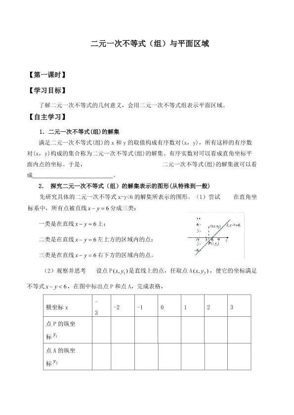 二元一次不等式（组）与平面区域_学案1