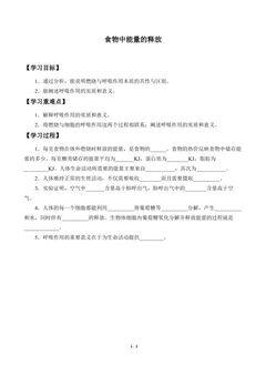 食物中能量的释放_学案1
