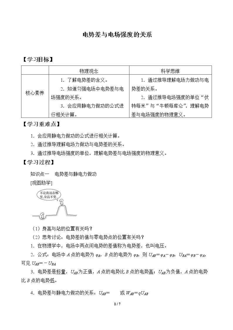 电势差与电场强度的关系