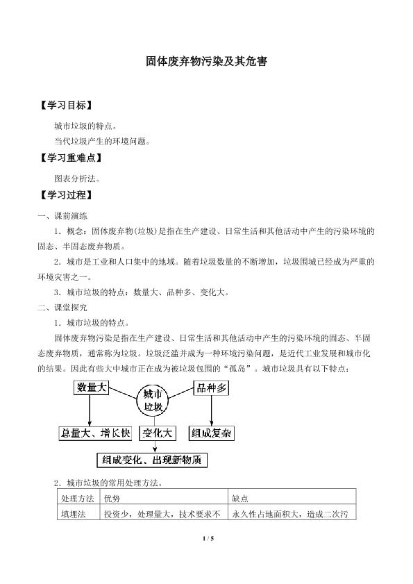 固体废弃物污染及其危害_学案1