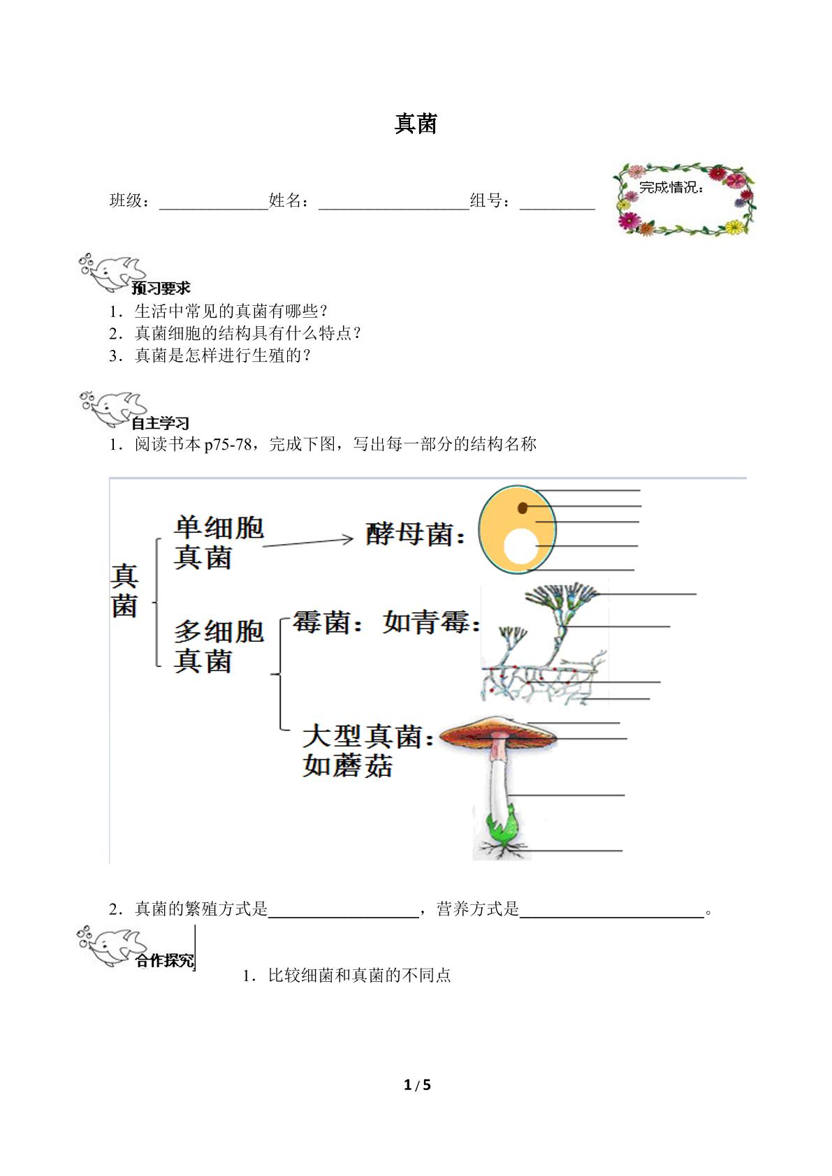 真菌（含答案） 精品资源_学案1