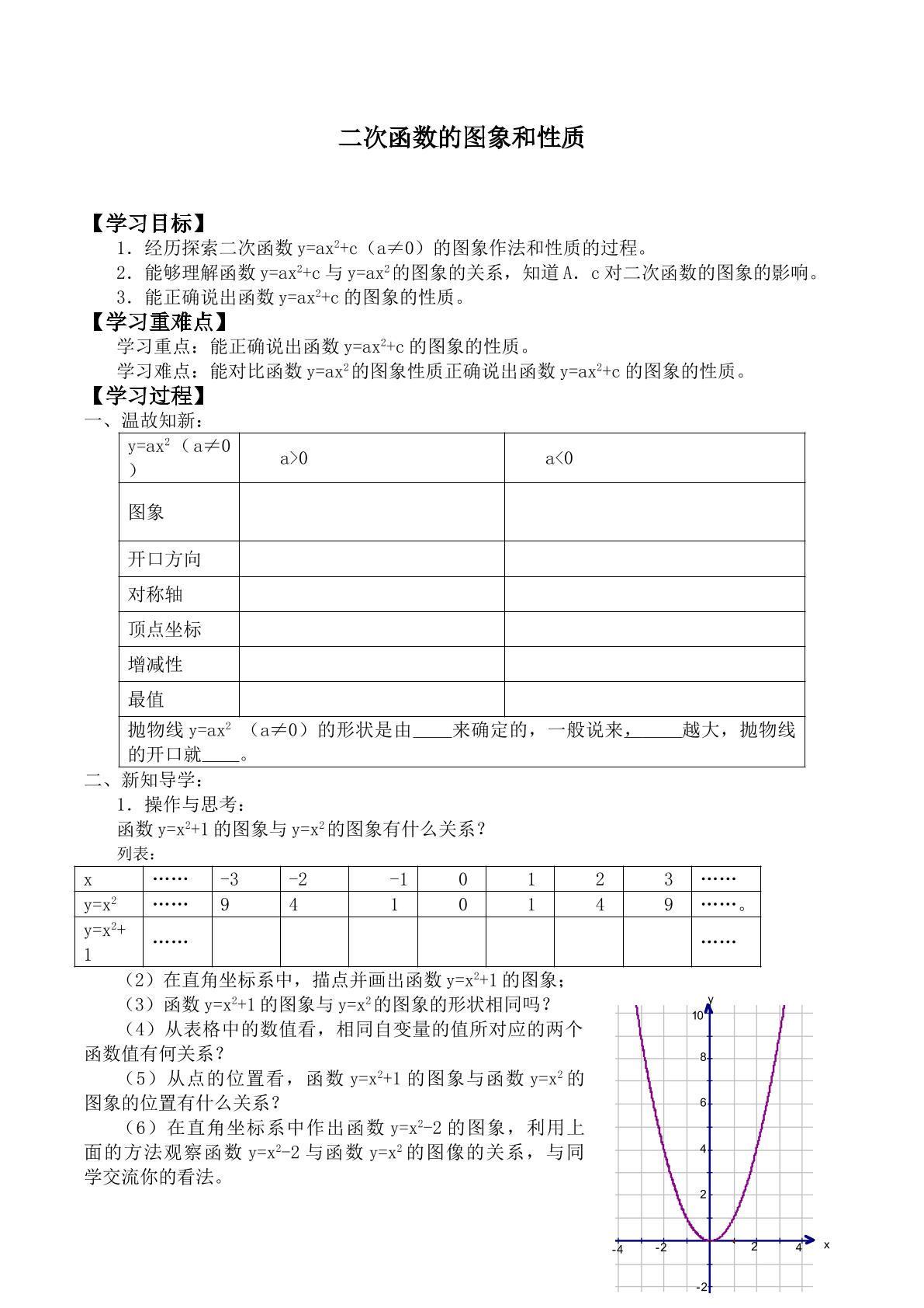 二次函数的图象和性质_学案4