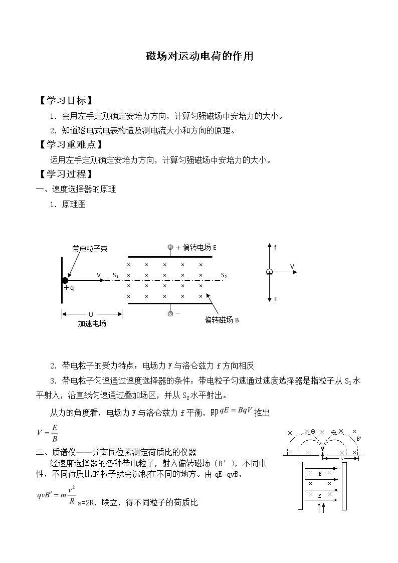 磁场对运动电荷的作用_学案9