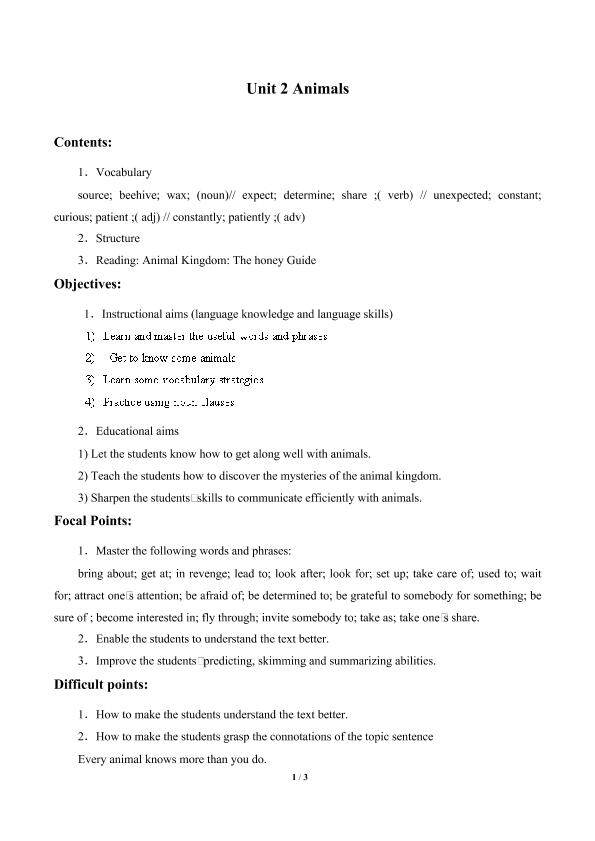 Unit 4. Animals_学案2