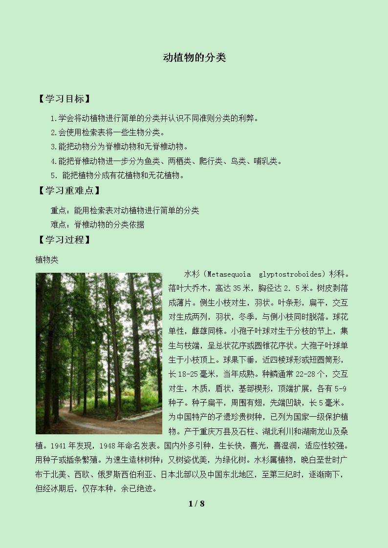 动植物的分类_学案1