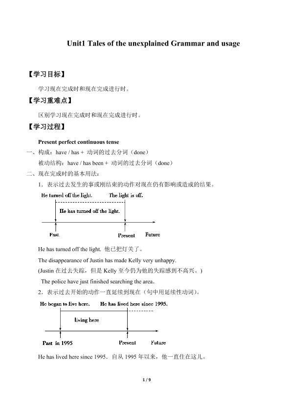 Unit1　Tales of the unexplained Grammar and usage_学案2