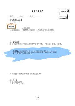 锐角三角函数(含答案) 精品资源_学案1