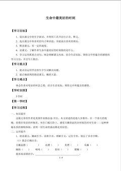 生命中最美好的时刻_学案1