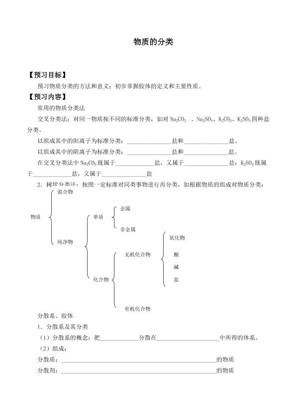 物质的分类_学案1