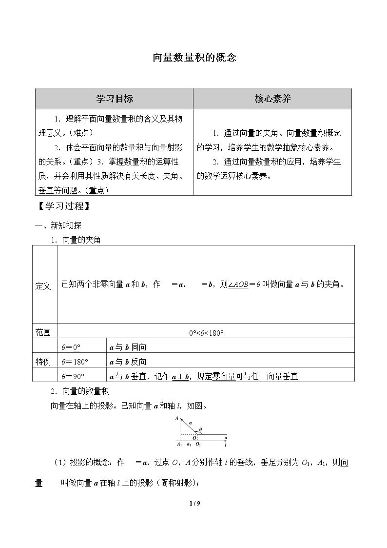 向量数量积的概念