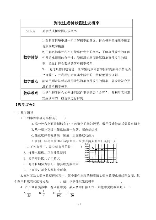 用树状图或表格求概率_学案1