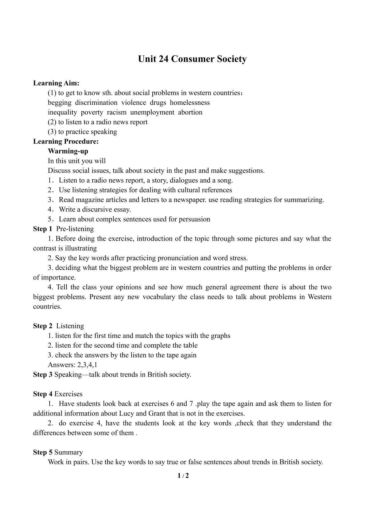 Lesson 1 Consumer Society_学案2