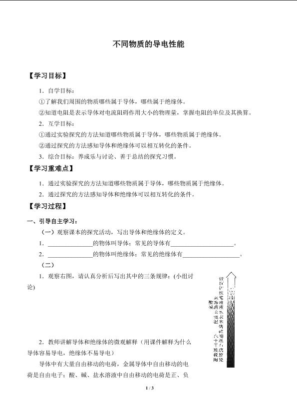 不同物质的导电性能_学案1