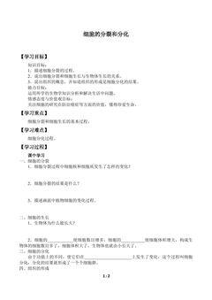 细胞的分裂和分化_学案1
