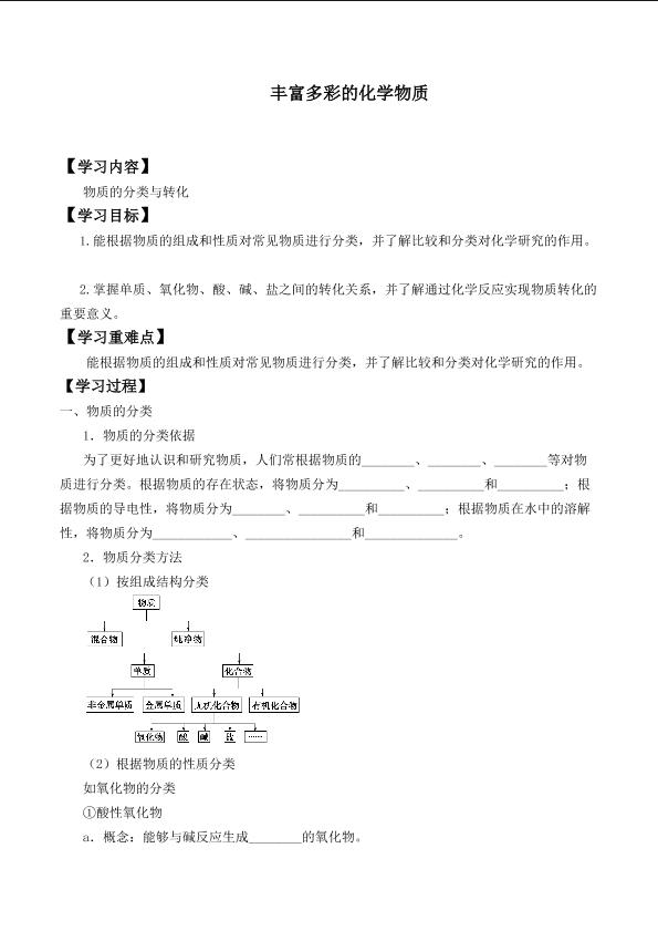 丰富多彩的化学物质_学案2